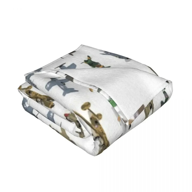 Luxury Axyaa WW2 Airplanes Throw Blanket - Warm, Fluffy Decor for Aviation Enthusiasts