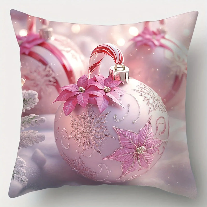 Axyaa Pink Christmas Stick Garland Pillowcase