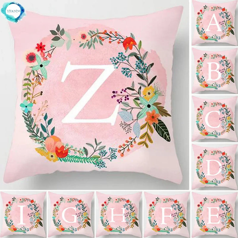 Axyaa Wreath Alphabet Pillow Cover - 45x45cm