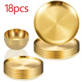 Axyaa Stainless Steel Round Plate Set for Barbecue and Parties
