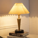 Axyaa Fabric Shade USB Table Lamp with 2 USB Ports & Outlet on Metal Base