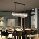Axyaa Crystal Rectangle Pendant Ceiling Light - Modern Kitchen Island Bar Fixture