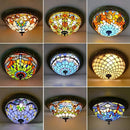 Axyaa Tiffany Round LED Ceiling Lamp - European Country Style Lighting