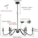 Axyaa Black 6-Light Chandelier - Classic Candle Design, Perfect for Bedrooms & Studies