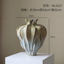 Axyaa Pleated Pattern Ceramic Vase - Handcrafted Flower Bud Shape Home Decoration