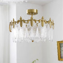 Axyaa Retro Leaf Glass Ceiling Chandelier - Luxurious Full Copper Light for Bedroom, Living Room, Dining Room