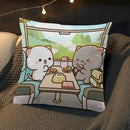 Axyaa Peach Cat Soft Cushion Cover 45x45 for Bed Sofa Home Decor