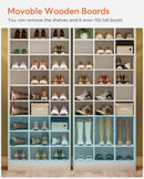 Axyaa 10-Tier Espresso Wooden Shoe Rack with 30 Cubbies, Tall Entryway Organizer