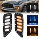 Axyaa LED DRL Turn Signal Lights for Nissan Infiniti QX60: Front Bumper Headlights Night Blue