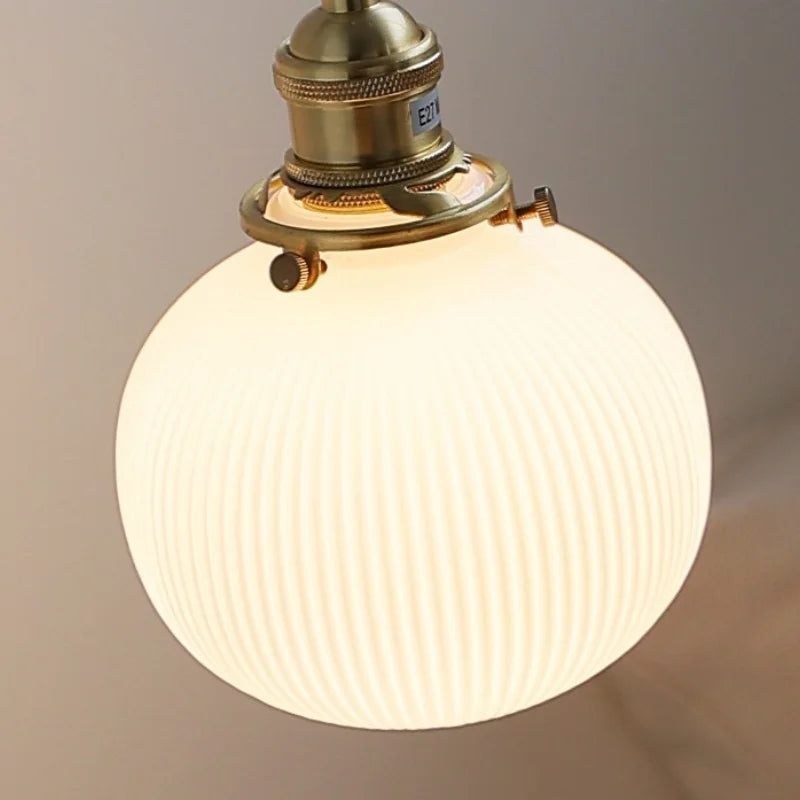 Axyaa White Pumpkin Glass LED Wall Light for Home Lighting Fixture