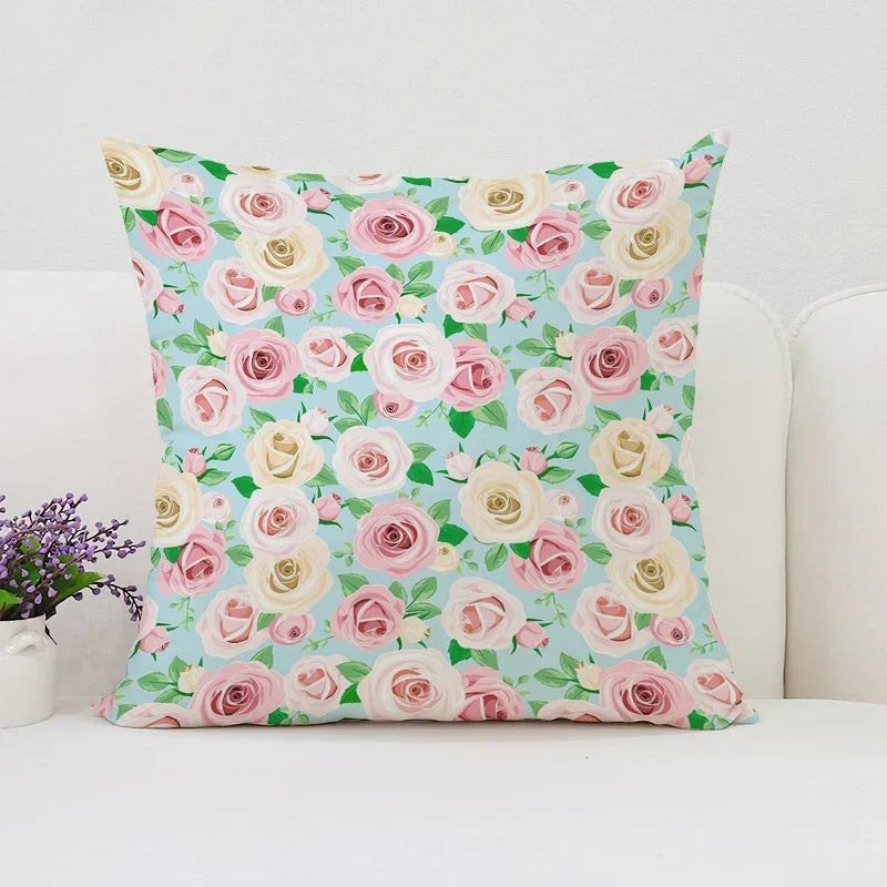 Axyaa Roses Flowers Pillowcase 45*45 Decorative Cover for Living Room Beds