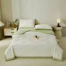 Axyaa Cotton Jacquard Summer Quilt Set - Single Size, Airy & Cooling, Four Pieces