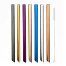 Axyaa Stainless Steel Milkshake Straws Set of 5 with Cleaning Brush