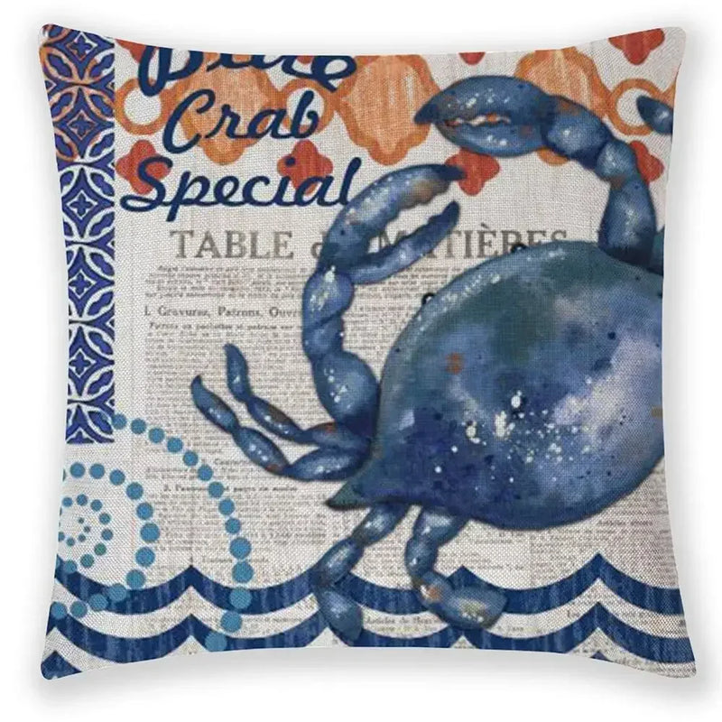 Axyaa Sea Animal Linen Pillow Case 45*45cm Home Decoration