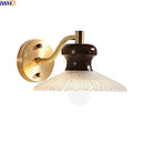 Axyaa Vintage Copper Arm LED Wall Light with Wood Handle for Living Room Bedroom