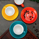 Axya Ceramic Espresso Cup and Saucer Set - Solid Color Coffee Tea Milk Mug Set