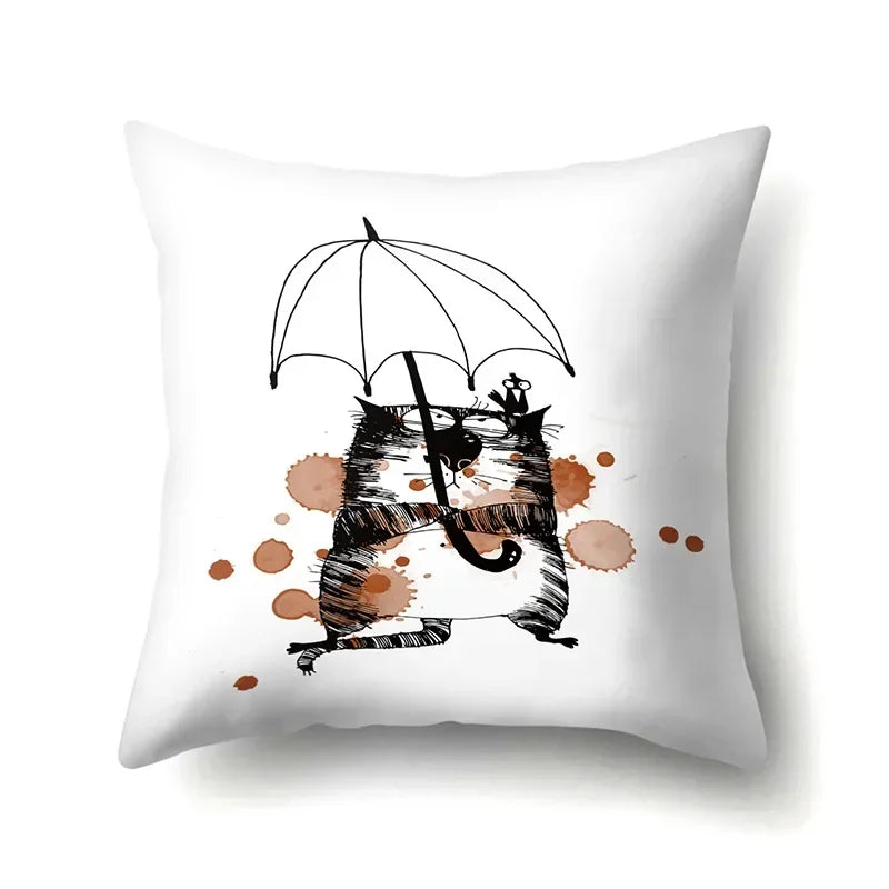 Axyaa Cartoon Animals Plush Cushion Cover 45x45cm Cute Cats and Dogs Pillowcase