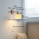 Axyaa White Ceramic LED Wall Sconce with Wooden Socket, Stair Wall Light Fixtures