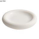 Axyaa White Ceramic Double Layer Plate for Molecular Cuisine and Desserts