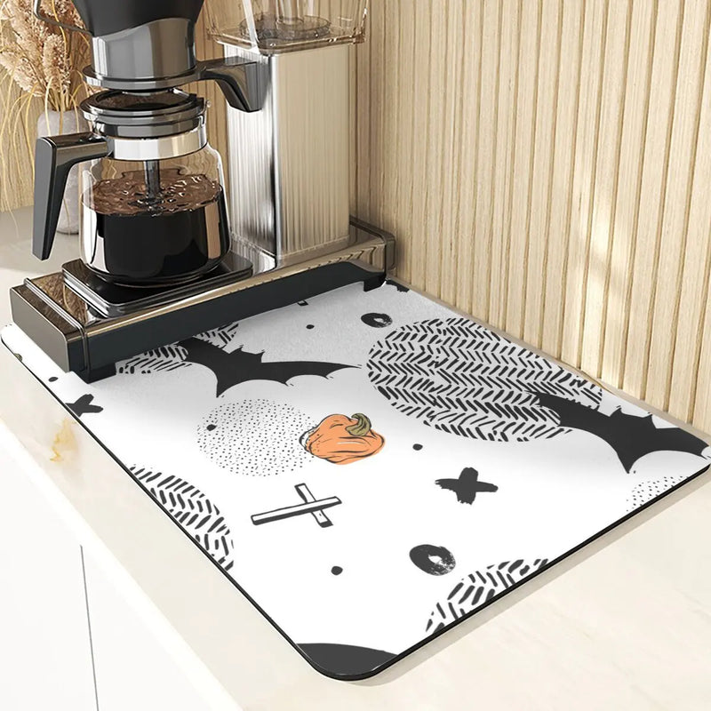Axyaa Ghost Print Silicone Kitchen Coasters & Dish Mat