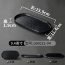 Axyaa Melamine Black Dinner Plate Set - Thick Sushi Pans, Imitation Porcelain Tray