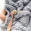 Axyaa Chenille Chunky Knit Blanket 50x60", Handmade Cable Knitted Throw