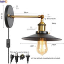 Axyaa Gold Industrial Wall Lamp with Pull Chain Switch and LED Lighting