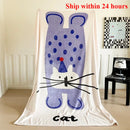 Axyaa Cartoon Animal Printed Flannel Blanket, Large Size for Office Nap or Casual Use