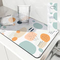 Geometric Color Block Non-Slip Absorbent Mat by Axyaa: Kitchen Counter Drain Mat