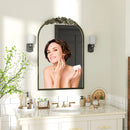 Baroque Brass Mirror with Flower Relief Frame Decor by Axyaa for Entryway & Bathroom