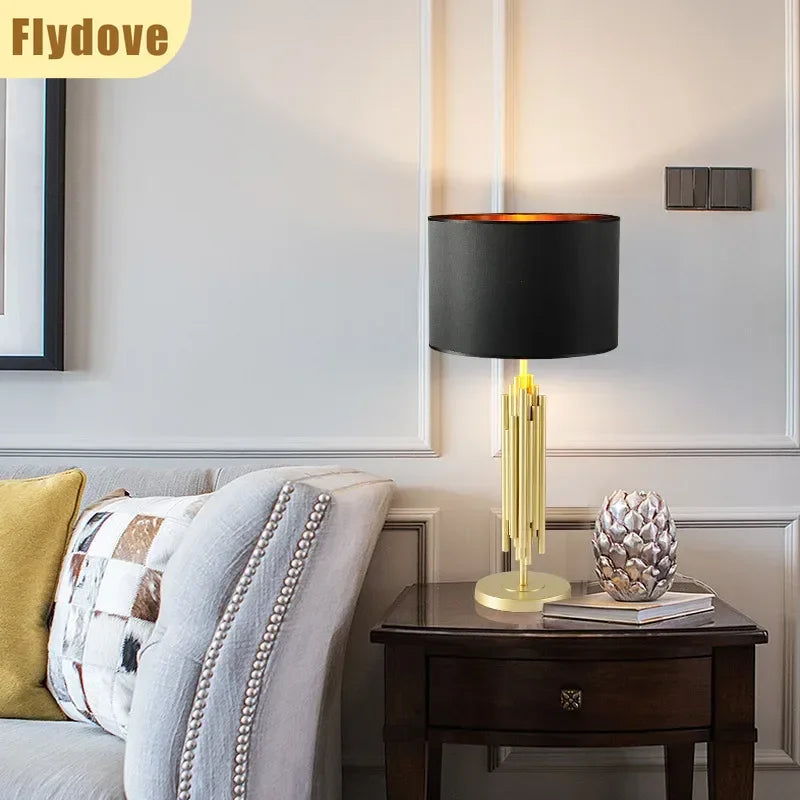 Axyaa Nordic Light Luxury LED Desk Lamp Black Lampshade Home Decor Lighting