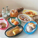 Axyaa Oval Plastic Food Baskets Set of 4 - Colorful Reusable Serving Plates