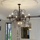Axyaa Wrought Iron Chandelier Candle Lamp in Black White Gold for Home & Restaurant Lighting