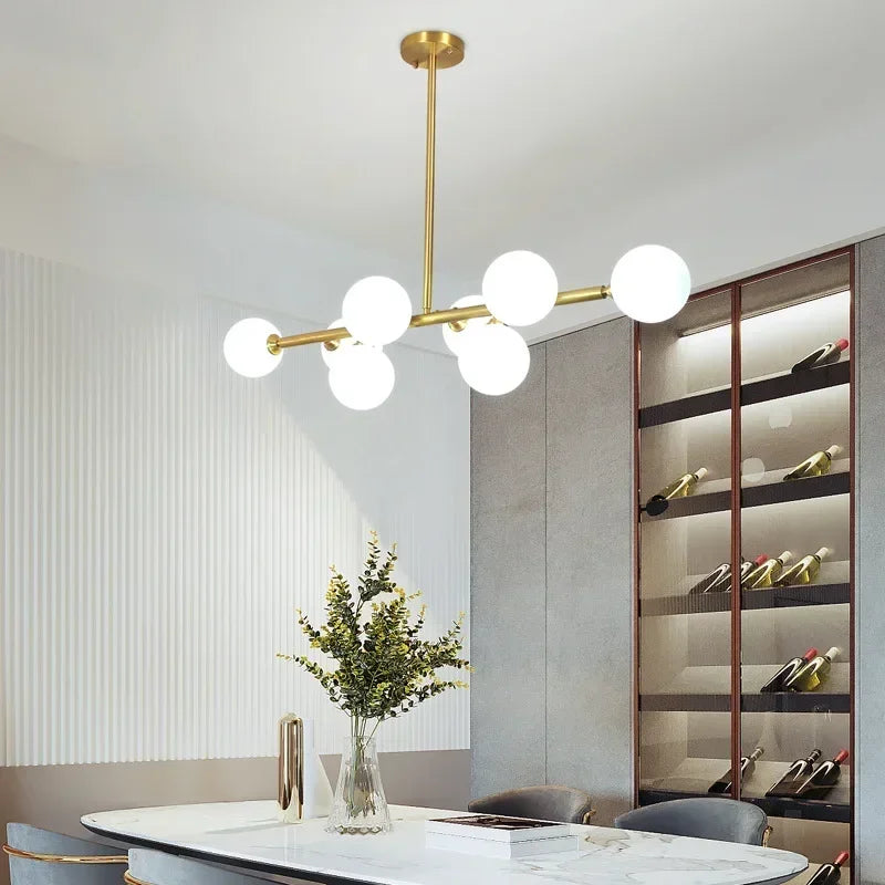 Axyaa Nordic Luxury LED Glass Ball Chandelier for Home Decor
