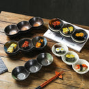 Axyaa Triple Grid Ceramic Sauce Bowl for Hot Pot Sushi Barbecue Tableware