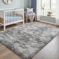 Axyaa Tie-Dye Memory Foam Plush Rug, Light Gray Large Rug for Living Room & Bedroom