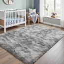 Axyaa Tie-Dye Memory Foam Plush Rug, Light Gray Large Rug for Living Room & Bedroom