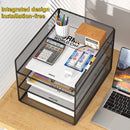 Axyaa Metal Mesh 3-Tier Desk File Organizer - Space-Saving Paper Storage Rack