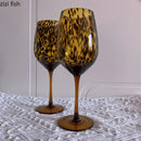 Axya Leopard Print Glass Whisky Cup Stemware Goblet - Restaurant Bar Drinkware