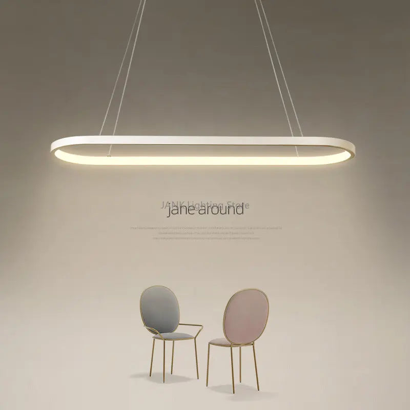 Axyaa Nordic LED Circular Pendant Lights Strip Chandelier for Romantic Home Decor