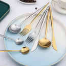 Axyaa 36pc Black Gold Stainless Steel Cutlery Set - Western Tableware Flatware