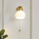 Axyaa Vintage Brass Glass Wall Sconce - Indoor LED Lighting Fixtures, Bedside Reading Lamp