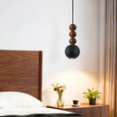 Axyaa French Retro Black Cave Stone Pendant Lights - Adjustable Bedside Fixtures