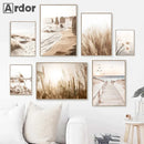 Axyaa Coastal Bridge Canvas Print Nordic Wall Art Poster for Living Room