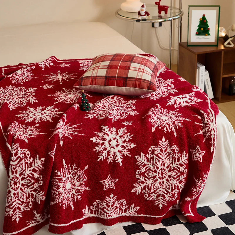 Axyaa Snowflake Houndstooth Christmas Blanket 51x63in Warm Microfiber Throw for Home