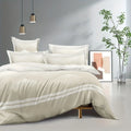 Axyaa Diamond Grid Striped Duvet Cover Set - Black Floral Pattern - 3 Piece Set