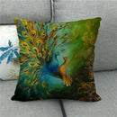 Peacock Linen Pillowcase by Axyaa: Vintage Animal Design for Sofa, Bed or Chair