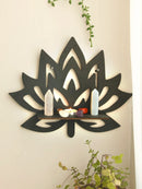 Axyaa Boho Lotus Wood Wall Shelf Display Stand for Crystal Stones & Decor