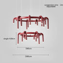 Axyaa Modern U-Shaped Chandelier Red Black Metal Cord Adjustable Dining Kitchen Bar