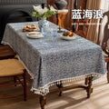 Axyaa Floral Tassel Edge Tablecloth Rectangle Cover - Pastoral Style